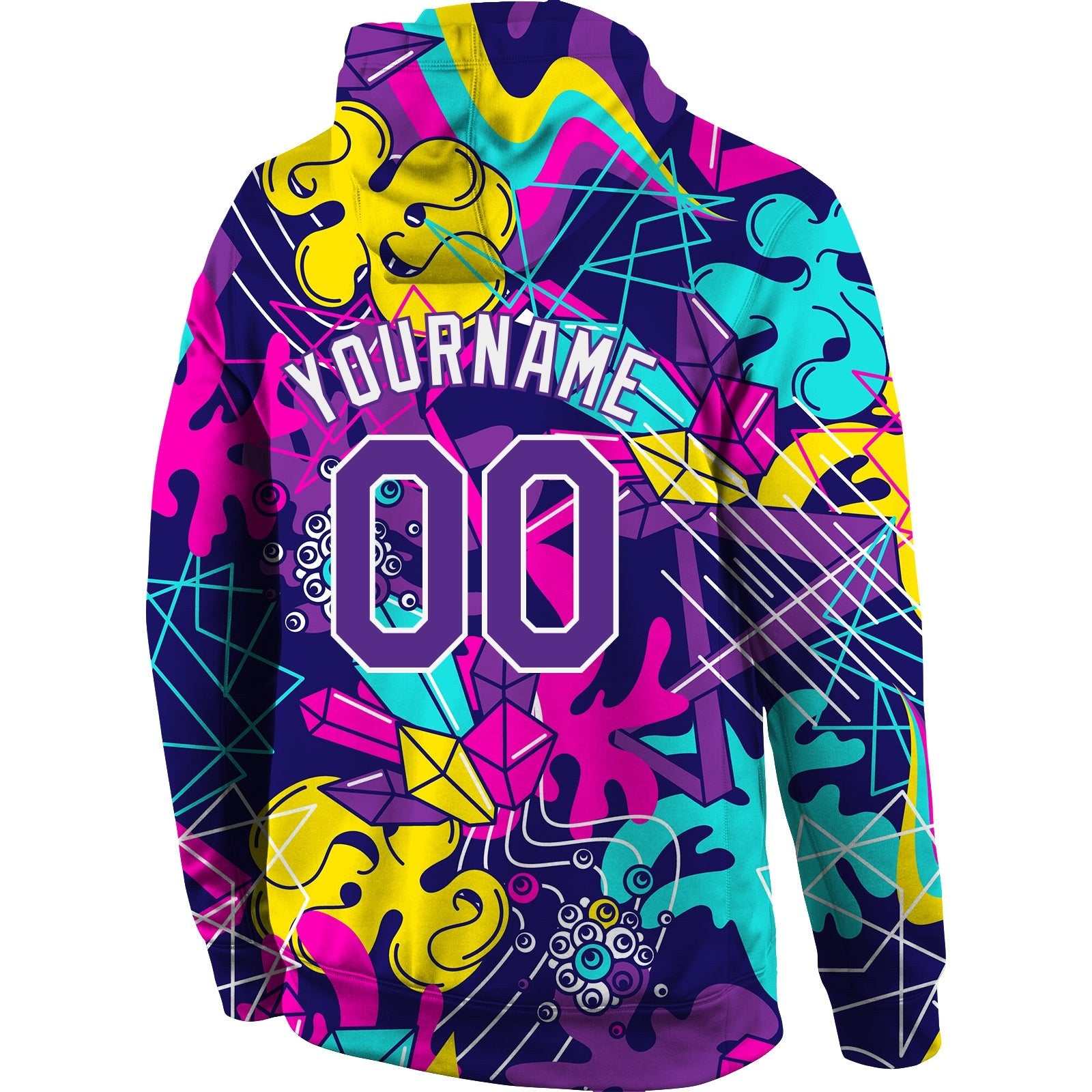 Custom Stitched Graffiti Pattern Purple-White 3D Sports Pullover Sweatshirt Hoodie photo 3