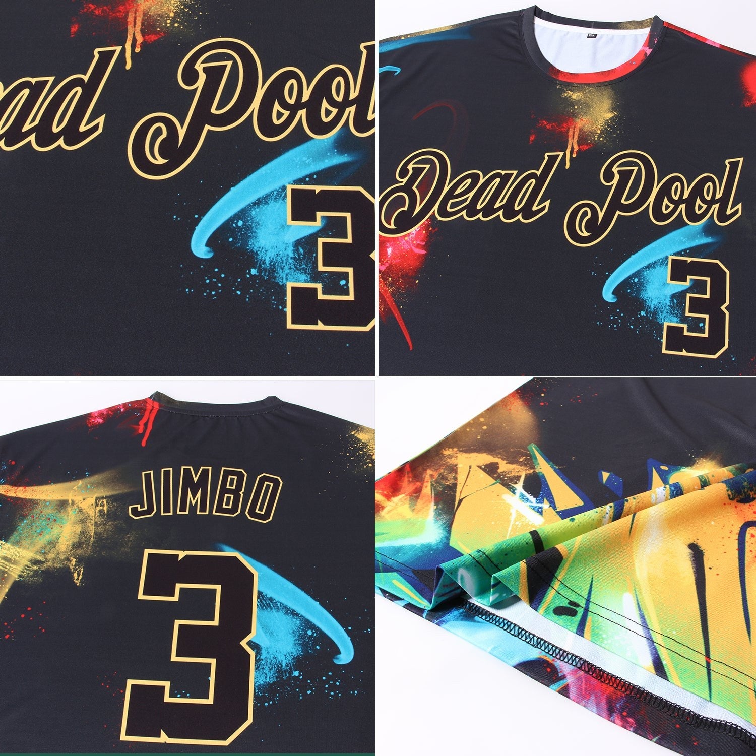 Custom Graffiti Pattern Black-Gold 3D Performance T-Shirt photo 6