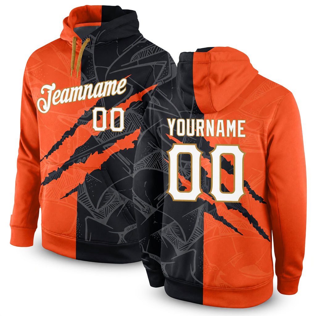 Custom Stitched Graffiti Pattern White-Old Gold 3D Sports Pullover Sweatshirt Hoodie