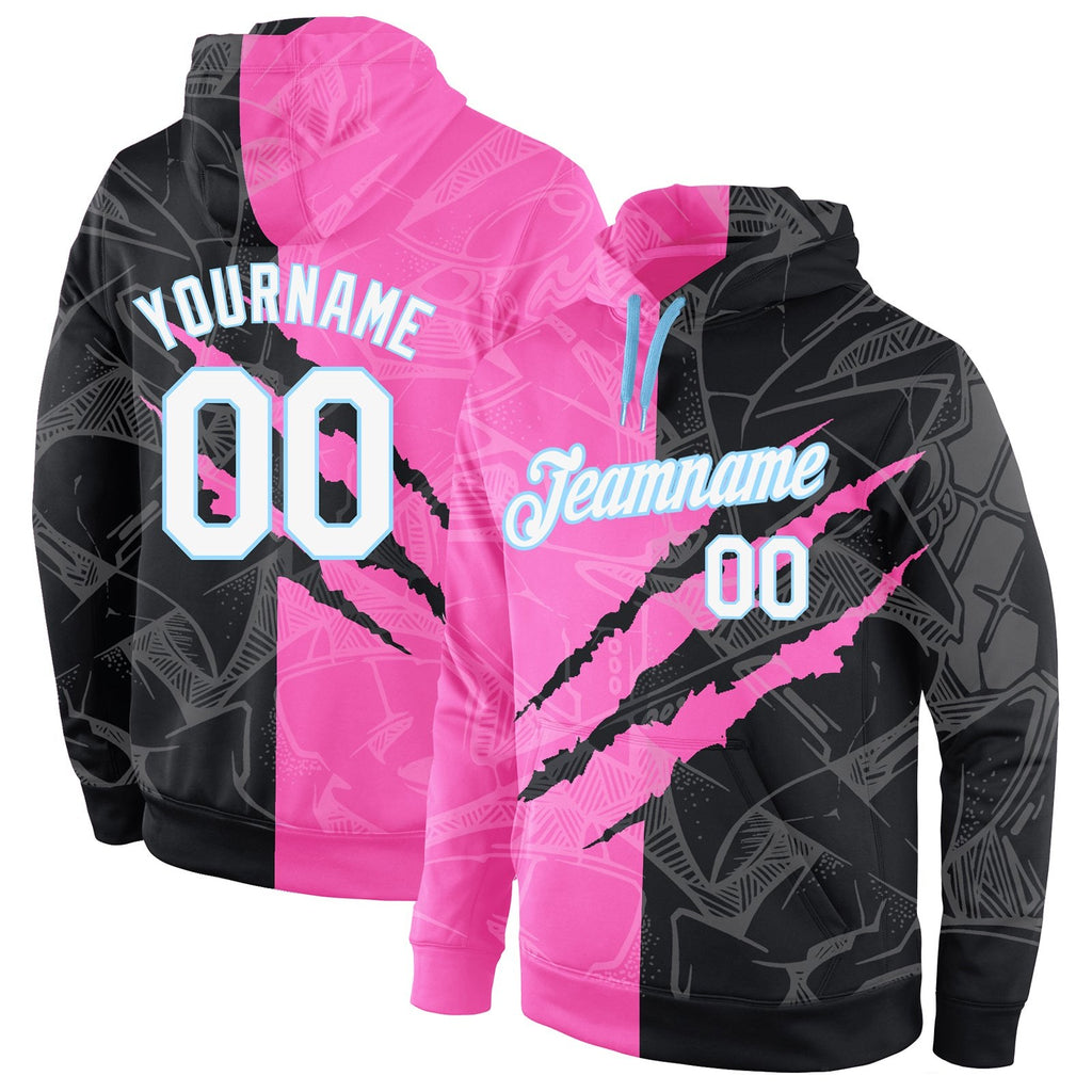 Custom Stitched Graffiti Pattern White-Light Blue 3D Sports Pullover Sweatshirt Hoodie photo 1