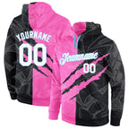 Custom Stitched Graffiti Pattern White-Light Blue 3D Sports Pullover Sweatshirt Hoodie photo 1