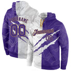 Custom Stitched Graffiti Pattern Purple-Old Gold 3D Sports Pullover Sweatshirt Hoodie photo 1