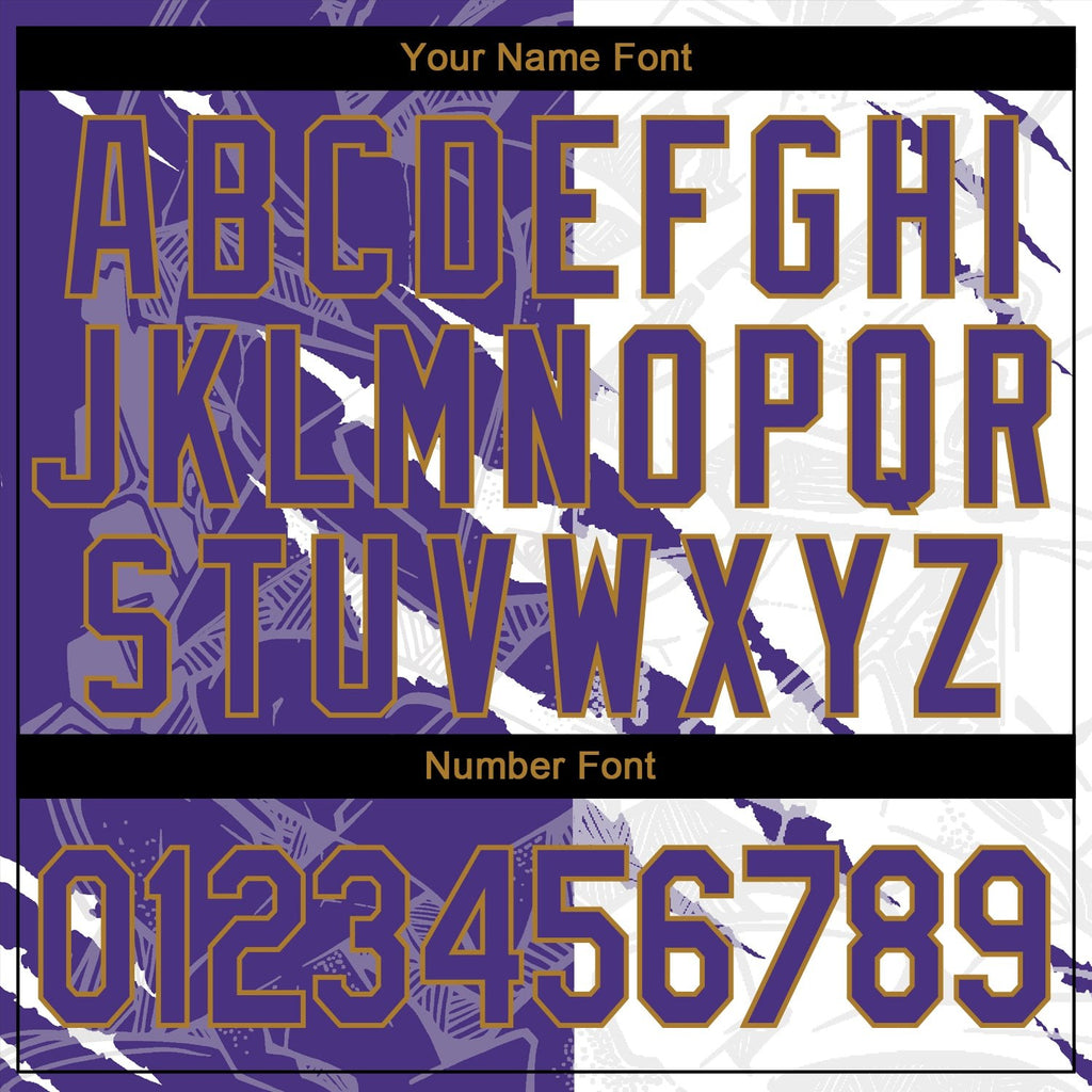 Custom Stitched Graffiti Pattern Purple-Old Gold 3D Sports Pullover Sweatshirt Hoodie photo 3