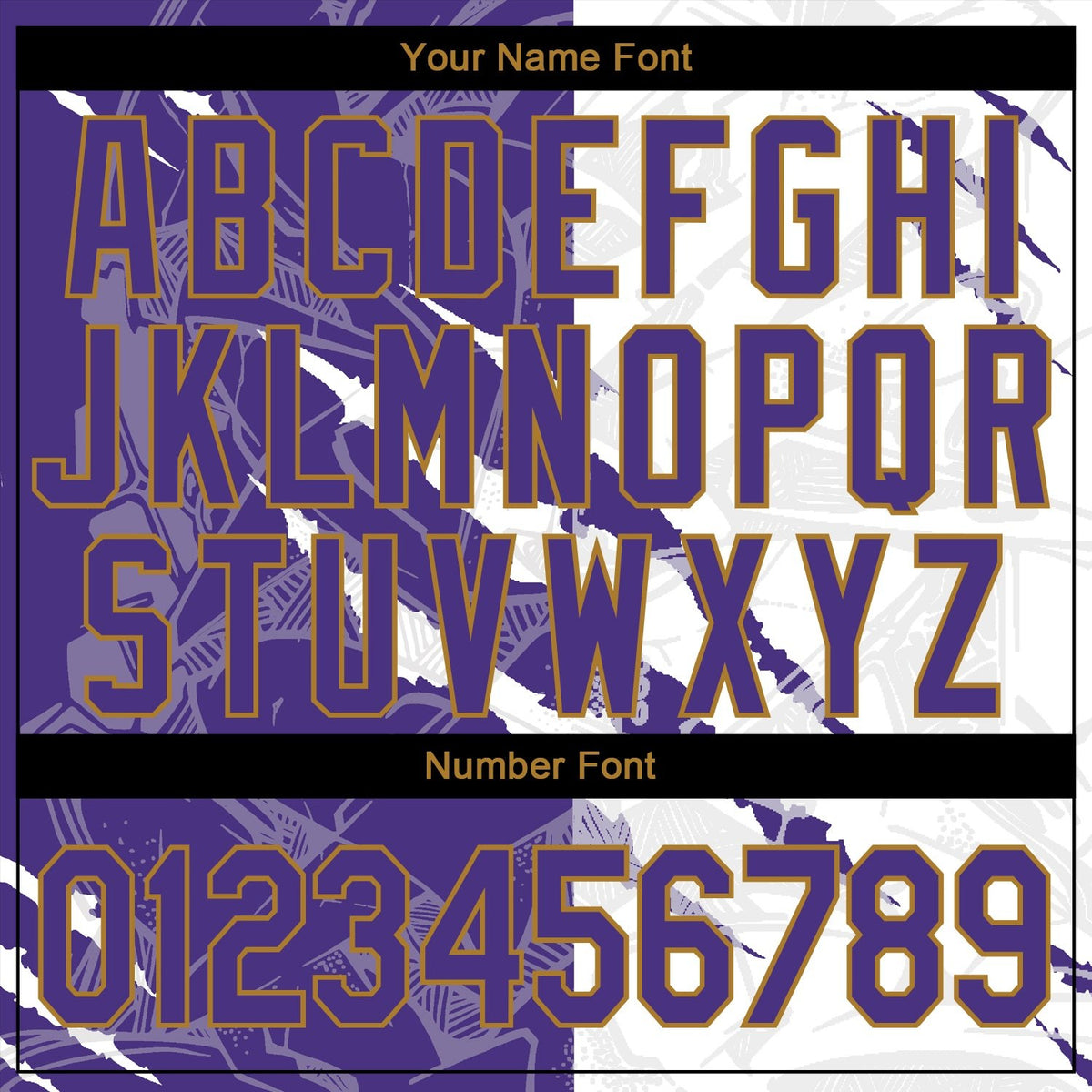 Custom Stitched Graffiti Pattern Purple-Old Gold 3D Sports Pullover Sweatshirt Hoodie photo 3