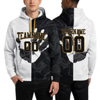 Custom Stitched Graffiti Pattern Black-Old Gold 3D Sports Pullover Sweatshirt Hoodie worn front and back