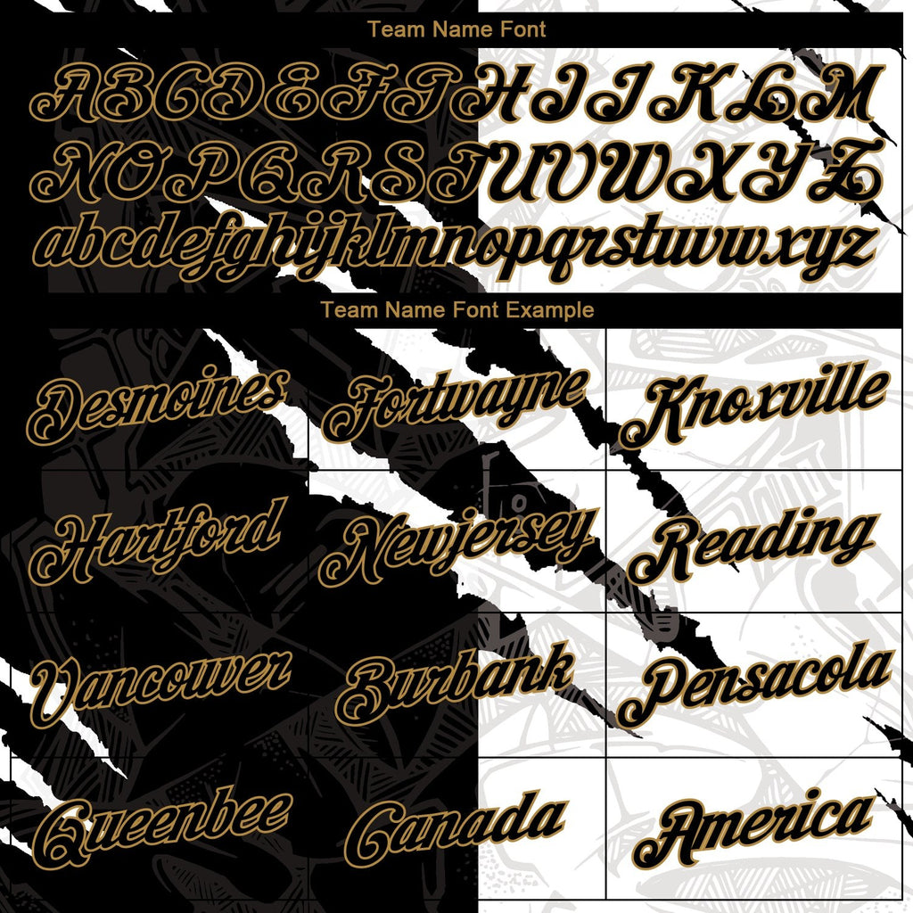 Custom Graffiti Pattern Black-Old Gold Scratch 3D Performance T-Shirt photo 2