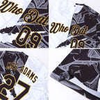 Custom Graffiti Pattern Black-Old Gold Scratch 3D Performance T-Shirt photo 4