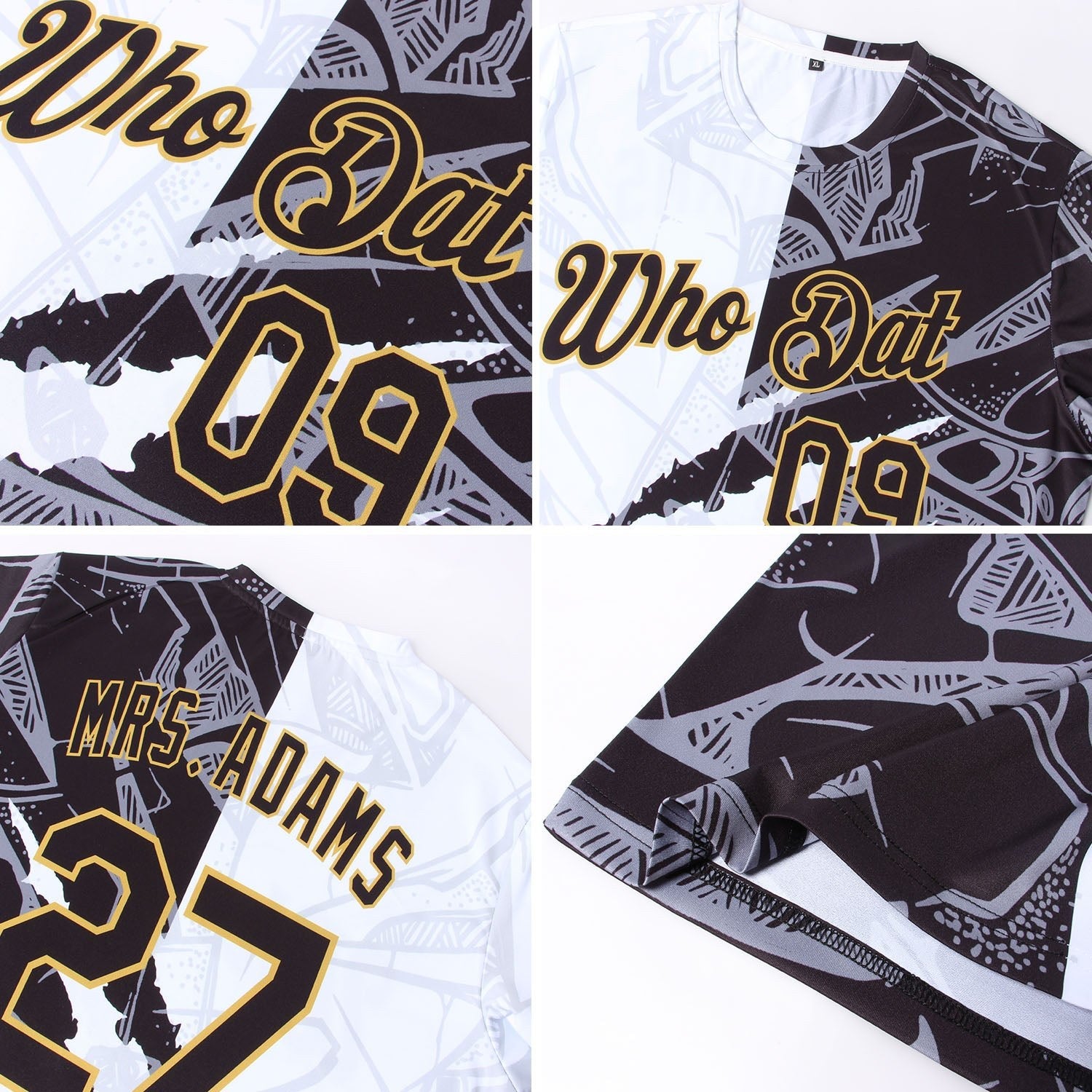Custom Graffiti Pattern Black-Old Gold Scratch 3D Performance T-Shirt photo 4