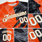 Custom Graffiti Pattern White-Old Gold Scratch 3D Performance T-Shirt detail