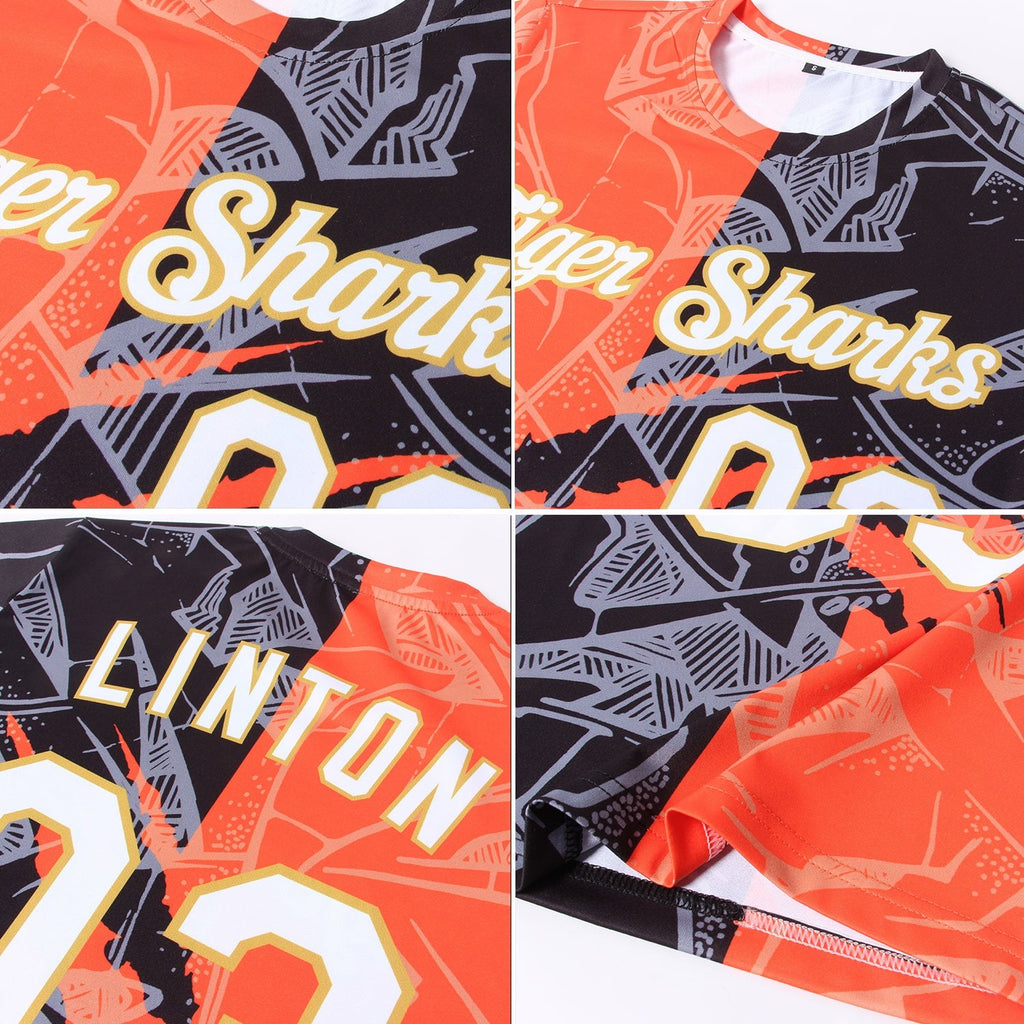 Custom Graffiti Pattern White-Old Gold Scratch 3D Performance T-Shirt photo 4