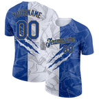 Custom Graffiti Pattern Royal-Old Gold Scratch 3D Performance T-Shirt photo 1