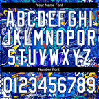 Custom Graffiti Pattern White-Royal 3D Performance T-Shirt photo 3