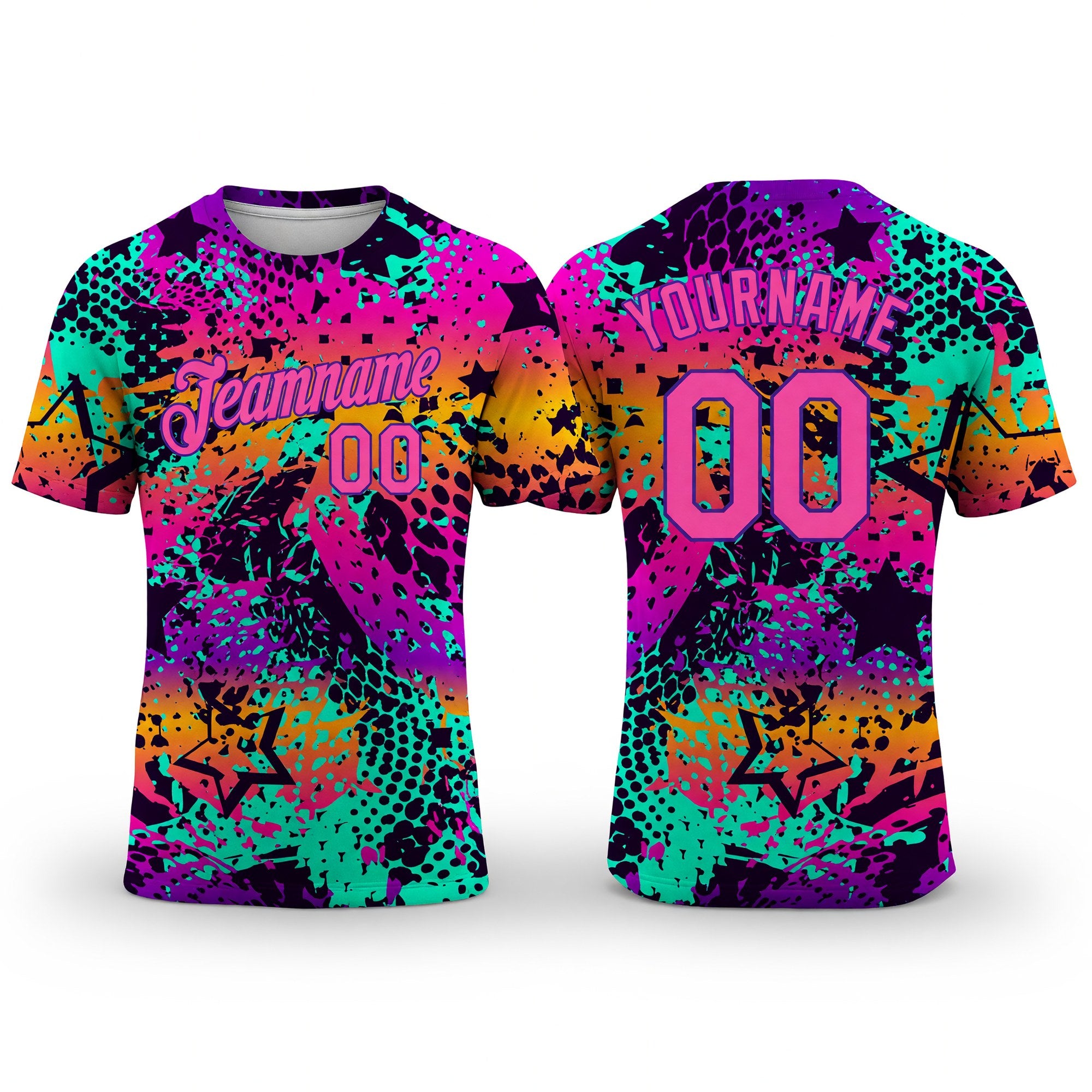 Custom Graffiti Pattern Pink-Purple 3D Performance T-Shirt