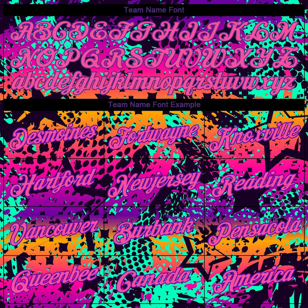 Custom Graffiti Pattern Pink-Purple 3D Performance T-Shirt photo 1
