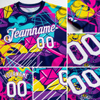 Custom Graffiti Pattern White-Purple 3D Performance T-Shirt detail