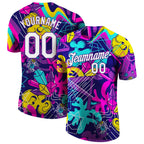 Custom Graffiti Pattern White-Purple 3D Performance T-Shirt photo 1
