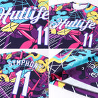 Custom Graffiti Pattern White-Purple 3D Performance T-Shirt photo 4
