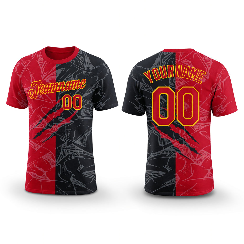 Custom Graffiti Pattern Red-Gold 3D Performance T-Shirt