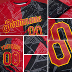 Custom Graffiti Pattern Red-Gold 3D Performance T-Shirt detail