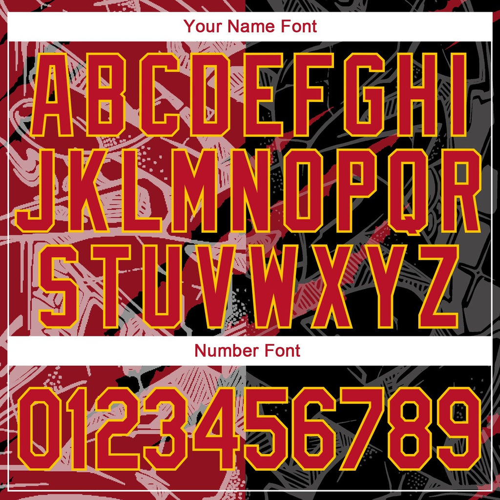 Custom Graffiti Pattern Red-Gold 3D Performance T-Shirt photo 3