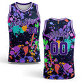 Custom Graffiti Pattern Purple-White 3D Splashes Authentic Basketball Jersey