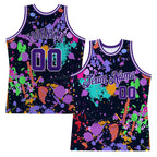 Custom Graffiti Pattern Purple-White 3D Splashes Authentic Basketball Jersey photo 1