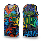 Custom Graffiti Pattern Kelly Green-Gold 3D Geometric Authentic Basketball Jersey