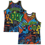 Custom Graffiti Pattern Kelly Green-Gold 3D Geometric Authentic Basketball Jersey photo 1