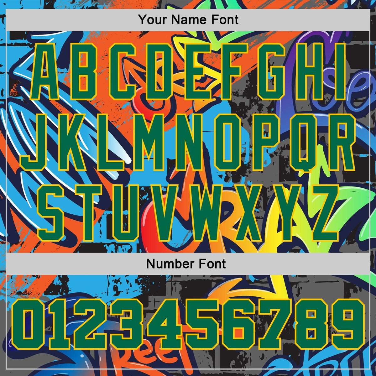 Custom Graffiti Pattern Kelly Green-Gold 3D Geometric Authentic Basketball Jersey photo 3