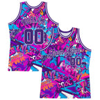 Custom Graffiti Pattern Purple-White 3D Words Authentic Basketball Jersey photo 1