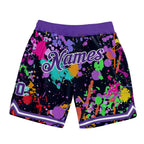 Custom Graffiti Pattern Purple-White 3D Splashes Authentic Basketball Shorts photo 1