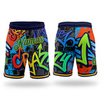 Custom Graffiti Pattern Kelly Green-Gold 3D Geometric Authentic Basketball Shorts