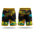 Custom Graffiti Pattern Black-Gold 3D Authentic Basketball Shorts