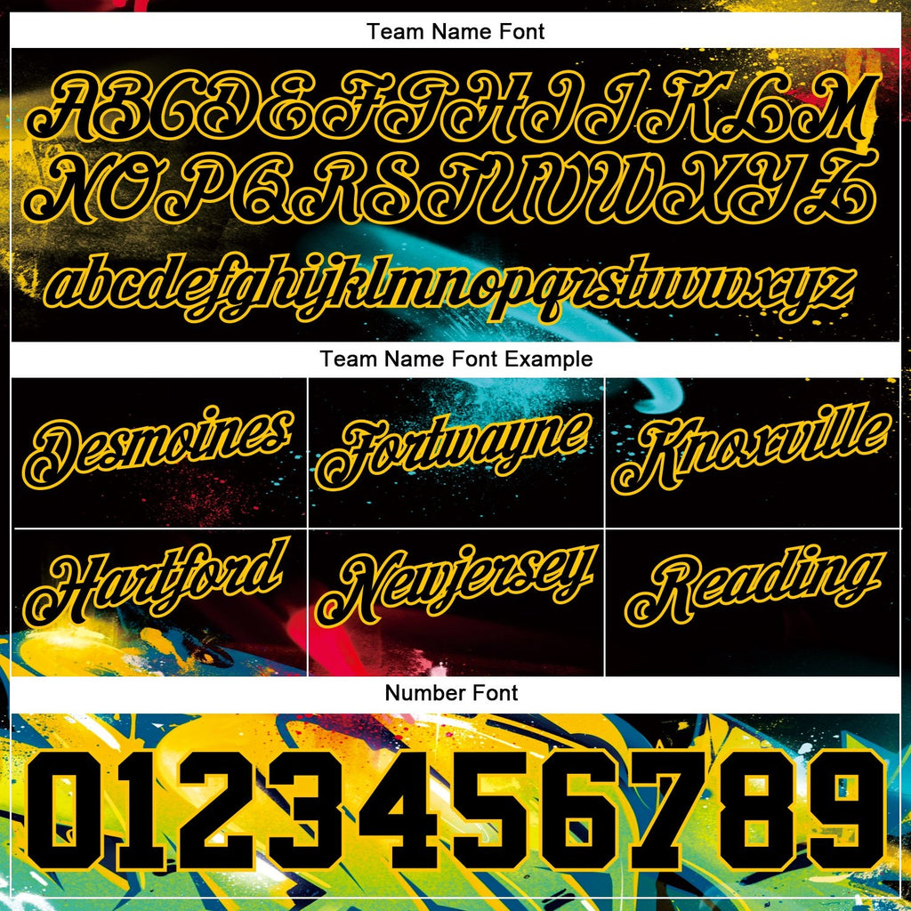 Custom Graffiti Pattern Black-Gold 3D Authentic Basketball Shorts photo 2