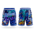 Custom Graffiti Pattern Royal-White 3D Authentic Basketball Shorts