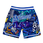 Custom Graffiti Pattern Royal-White 3D Authentic Basketball Shorts photo 1