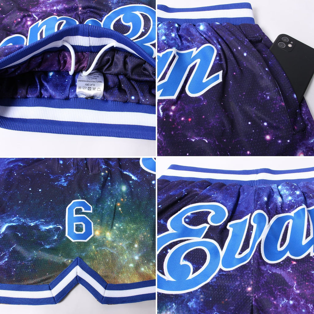 Custom Galactic Royal-White 3D Authentic Basketball Shorts photo 3
