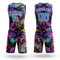 Custom Graffiti Pattern Light Blue-White Round Neck Sublimation Basketball Uniform Jersey