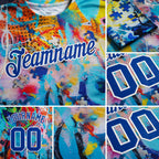 Custom Graffiti Pattern Royal-White 3D Performance T-Shirt detail