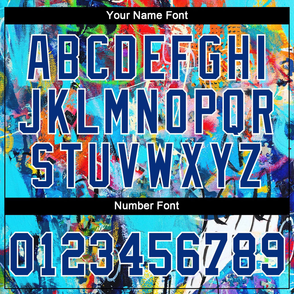 Custom Graffiti Pattern Royal-White 3D Performance T-Shirt photo 3