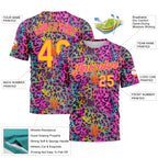 Custom Graffiti Pattern Gold-Pink 3D Colorful Leopard Performance T-Shirt photo 2