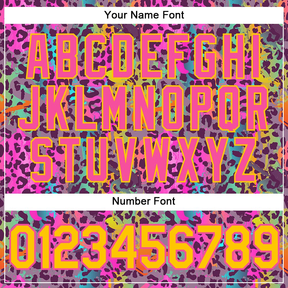 Custom Graffiti Pattern Gold-Pink 3D Colorful Leopard Performance T-Shirt photo 4