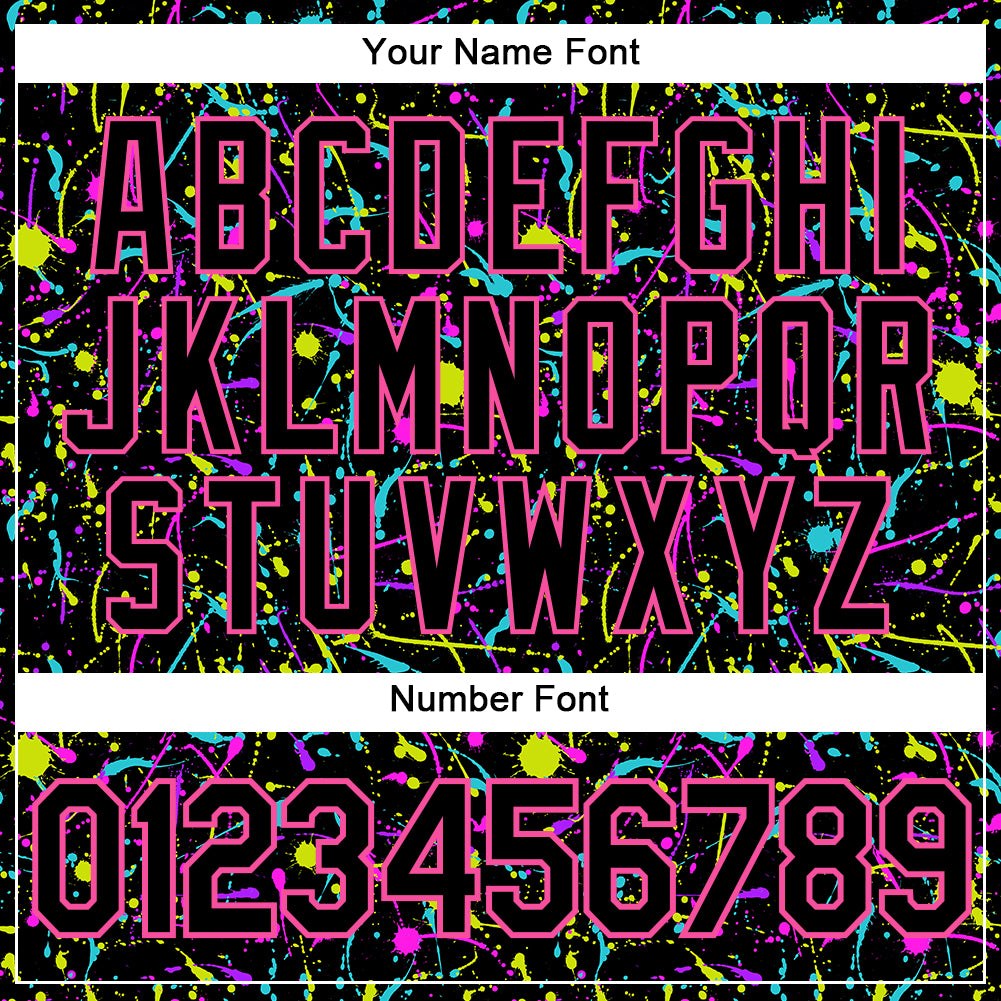 Custom Graffiti Pattern Black-Pink 3D Neon Splatter Performance T-Shirt photo 3