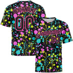 Custom Graffiti Pattern Black-Pink 3D Neon Splatter Performance T-Shirt photo 1