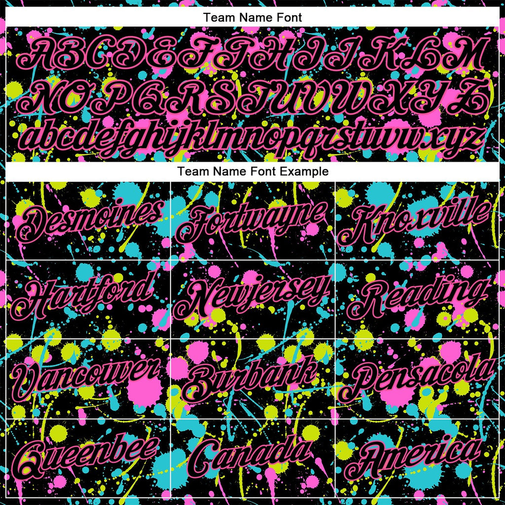Custom Graffiti Pattern Black-Pink 3D Neon Splatter Performance T-Shirt photo 2