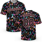 Custom Graffiti Pattern Black-Medium Pink 3D Expressive Splatter Performance T-Shirt