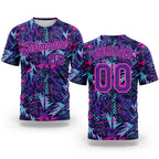 Custom Graffiti Pattern Purple-Pink 3D Creative Geometric Figures And Dots Performance T-Shirt