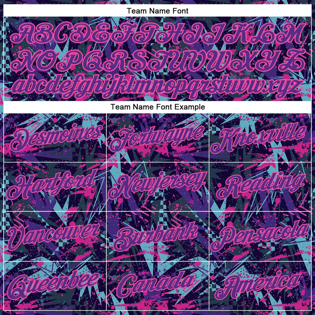 Custom Graffiti Pattern Purple-Pink 3D Creative Geometric Figures And Dots Performance T-Shirt photo 2