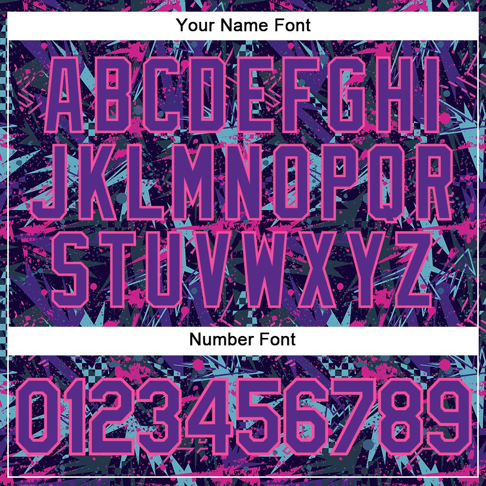 Custom Graffiti Pattern Purple-Pink 3D Creative Geometric Figures And Dots Performance T-Shirt photo 3