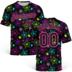 Custom Graffiti Pattern Black-Pink 3D Creative Colorful Stars Performance T-Shirt